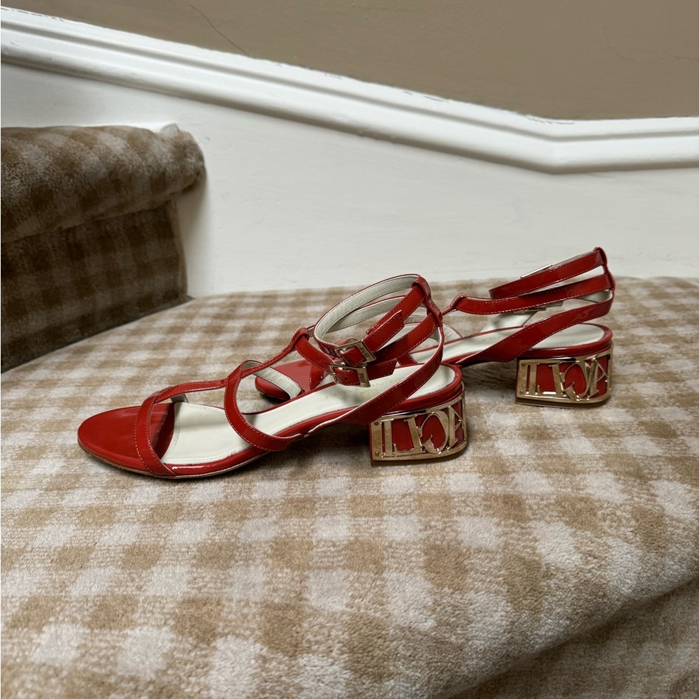 Bruno Magli Red/Orange &Gold Sandals